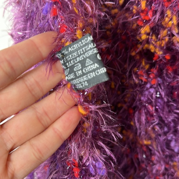 PICABO beautiful multicolor fluffy purple/ orange poncho Onesize - Picture 5 of 5